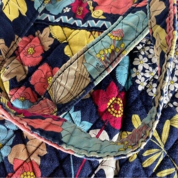 Vera Bradley Happy Snails Tall Tote Double Shoulder Strap Bag Floral W/Monogram - Picture 11 of 12